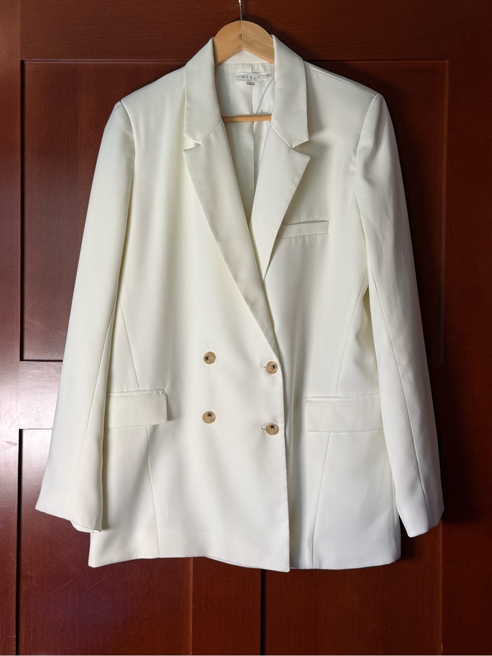 Mable Day Date Double Breasted Blazer In Cream NWOT Size Large